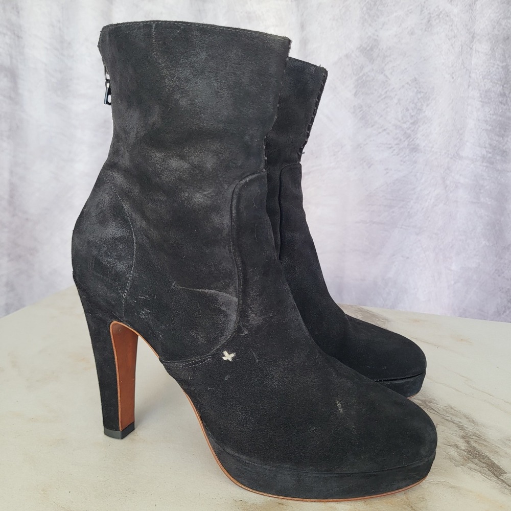 Rag & Bone Size 40 Suede High Heel Platform Boots Black